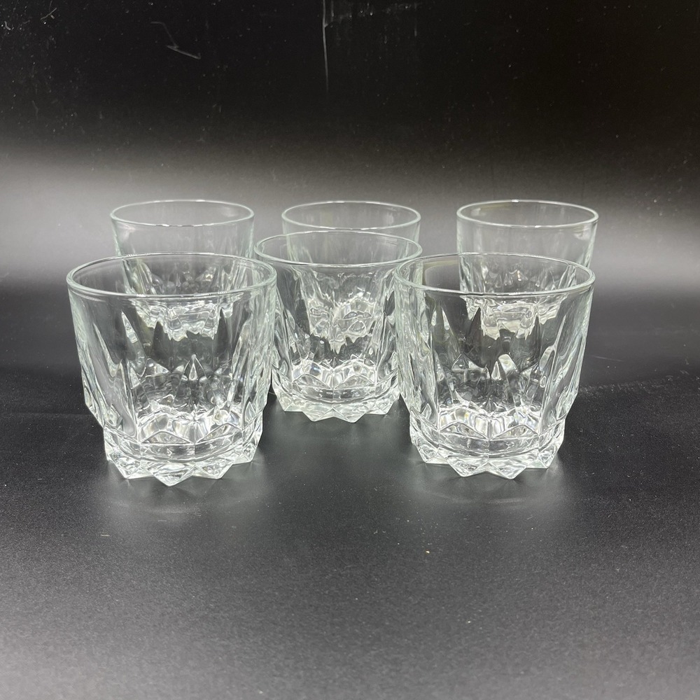 Vintage Arcoroc France Set Of 6 Rock Glasses,‎  9 Ounce Barware Glasses.